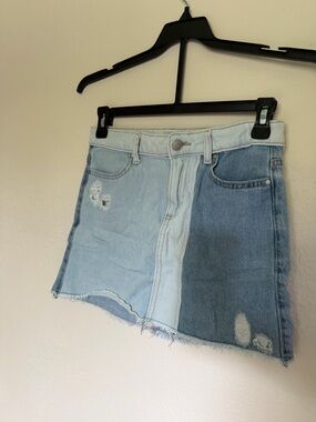 wonder nation Two-Tone Light and Medium Blue Denim Mini Skirt